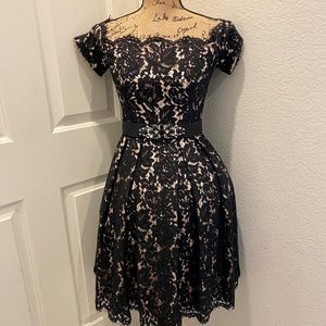 Beautiful Black Dress w/ Lace Overlay, Gently Worn